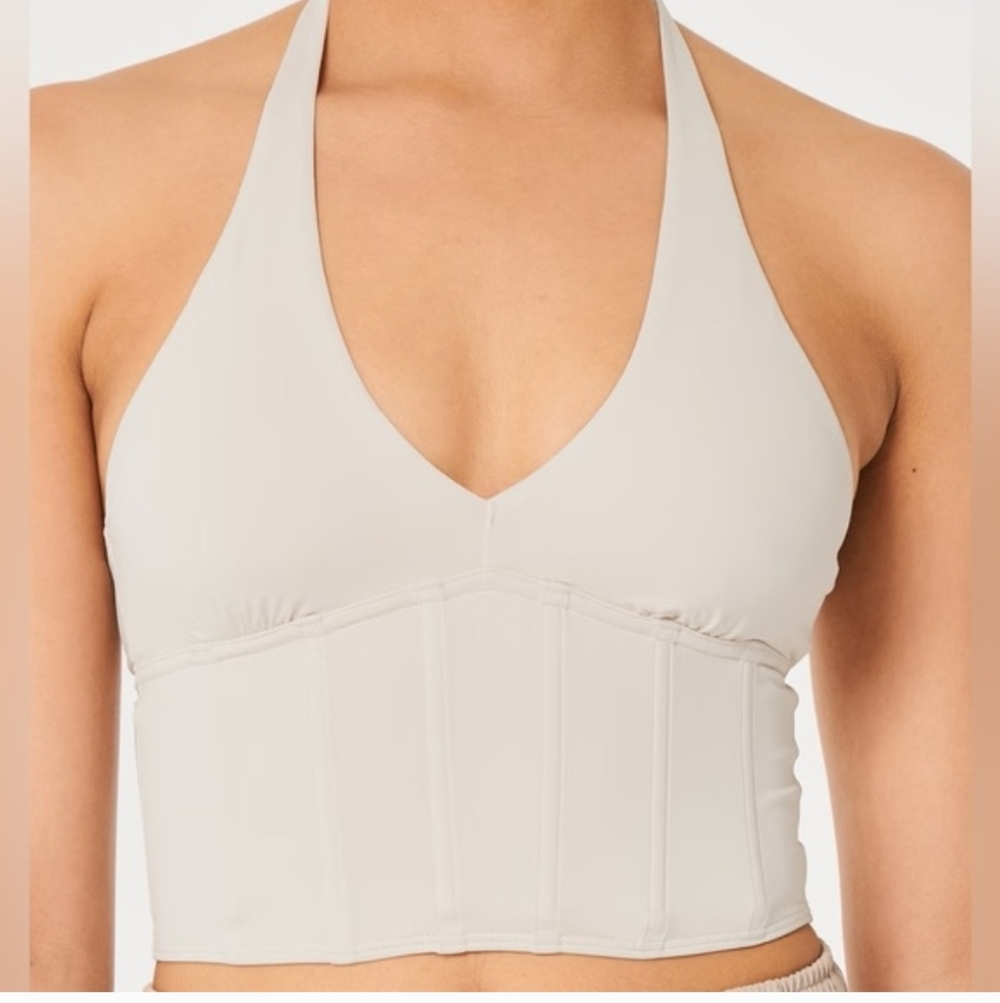 Gilly Hicks Abercrombie Micro Modal Cream/White Halter Bralette‎ Size Large